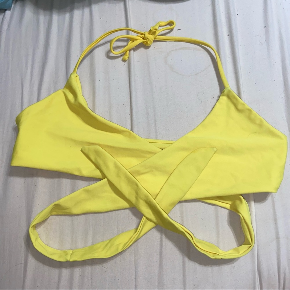 Yellow Wrap Bikini Top
